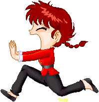 Ranma-chan. running away from cats, I guess XD